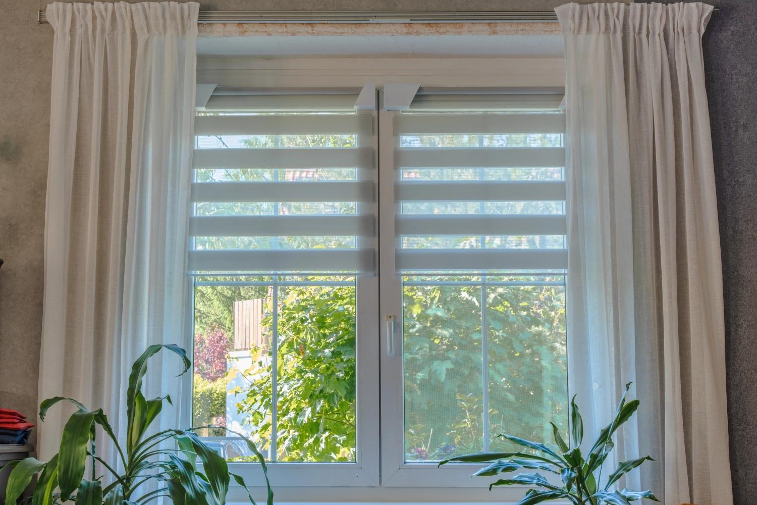 mat blinds mounted on a window